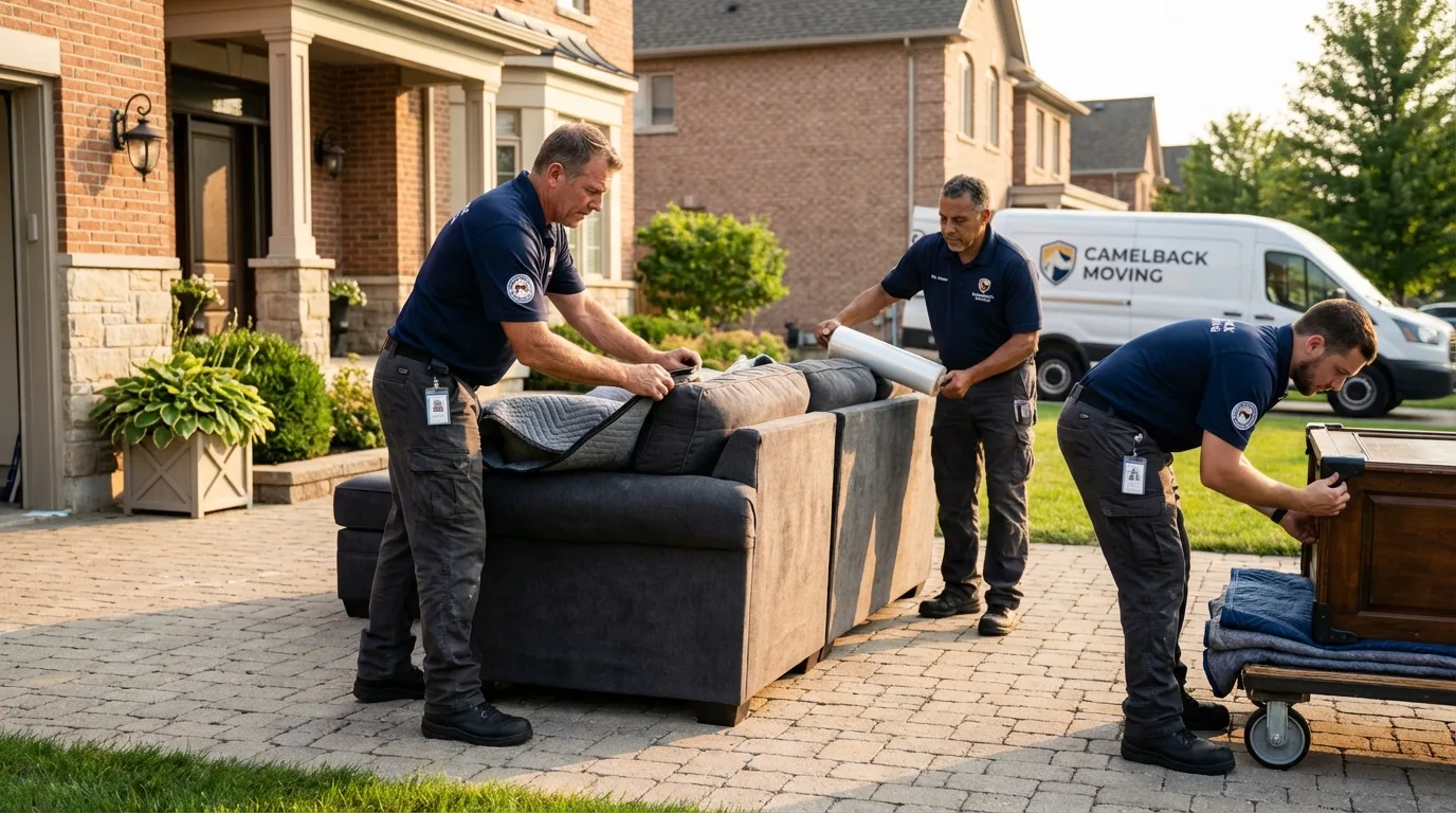 Large estate moving crew wrapping furniture in Thedford, NE