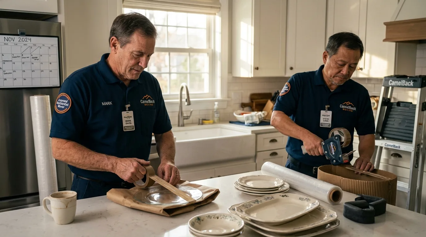 Professional crew packing kitchen dishware in Thedford, NE
